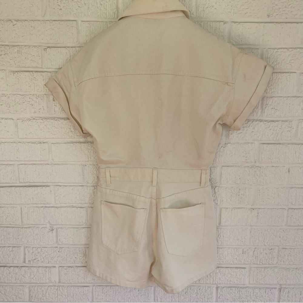 NEW Zara Short Demin Jumpsuit Z1975 White Size Small NWT - Picture 5 of 10